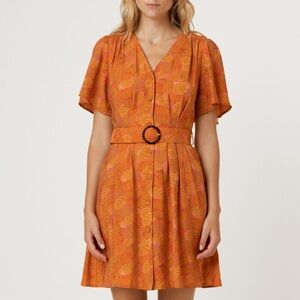 FRNCH Orange Floral Mini Dress